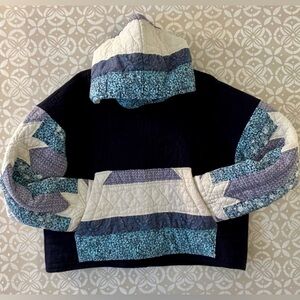 Handmade Patchwork Hoodie - Blue and White Star